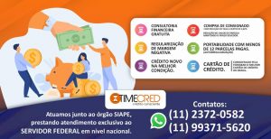 TIMECRED prestando atendimento exclusivo ao SERVIDOR FEDERAL