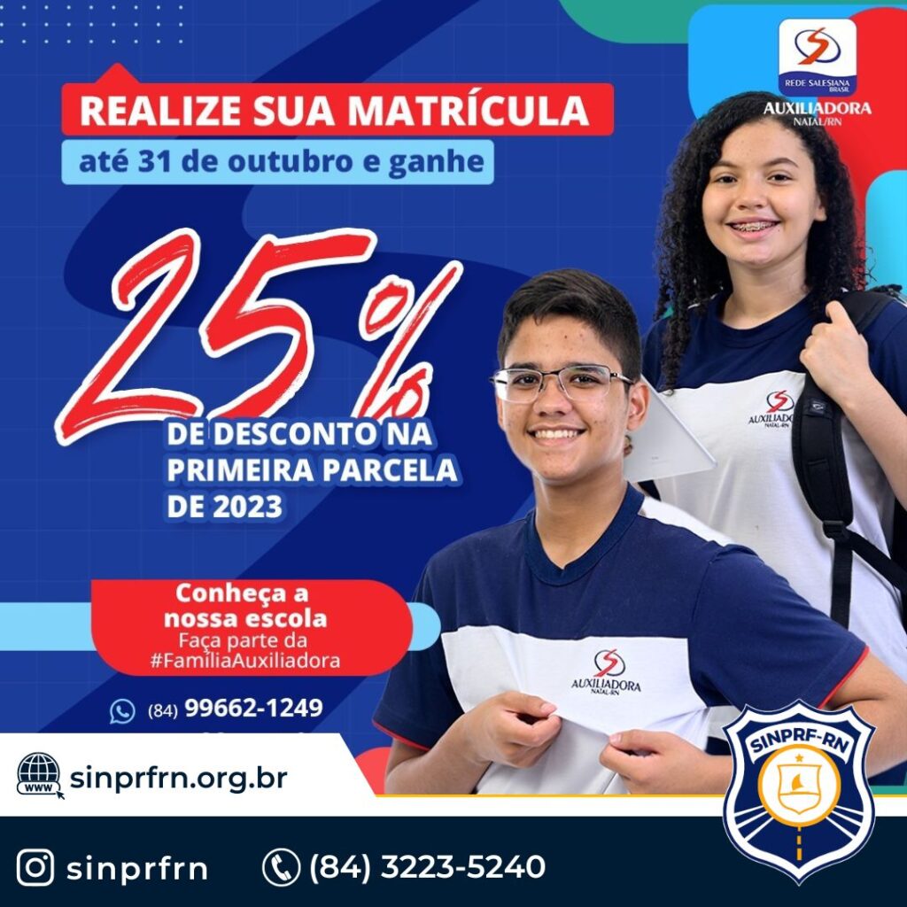 Matrículas abertas! Auxiliadora de Natal