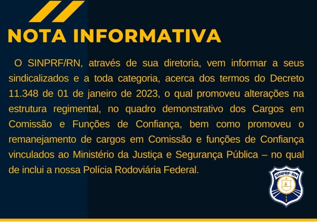 Nota informativa Decreto 11.348 de 01 de janeiro de 2023