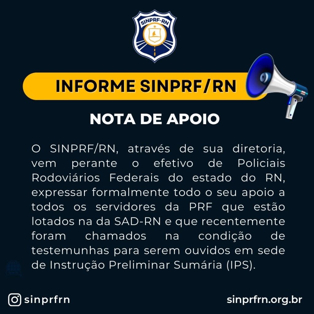 NOTA DE APOIO