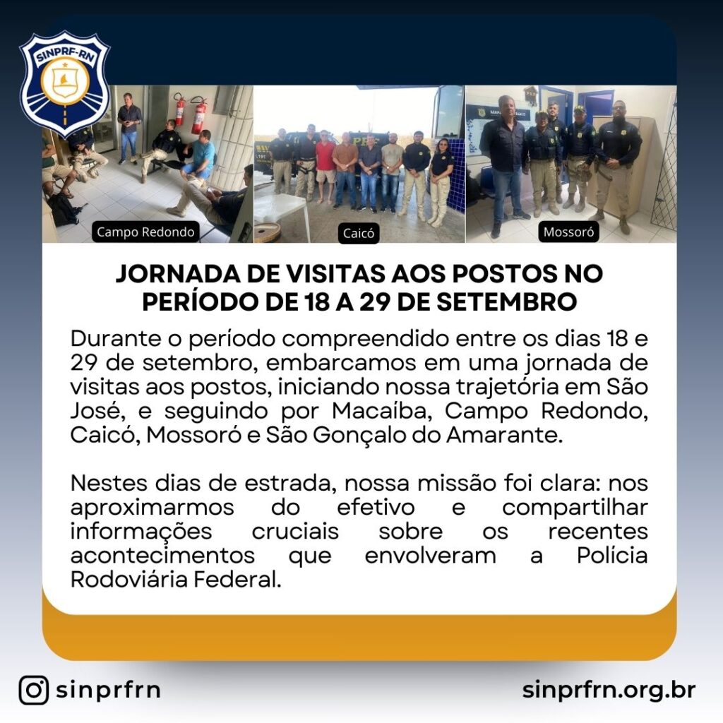 Jornada de visitas aos postos no período de 18 a 29 de setembro