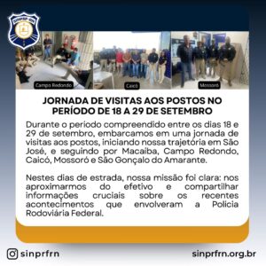 Jornada de visitas aos postos no período de 18 a 29 de setembro