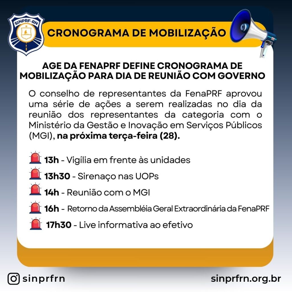 AGE da FenaPRF define cronograma de mobilização para dia de reunião com Governo