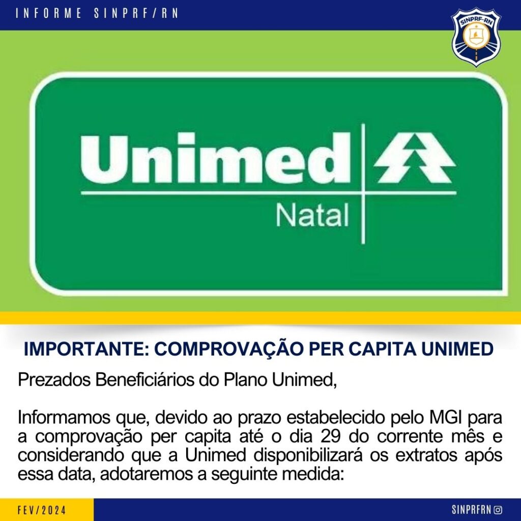 IMPORTANTE: COMPROVAÇÃO PER CAPITA UNIMED