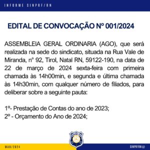 EDITAL DE CONVOCAÇÃO Nº 001/2024