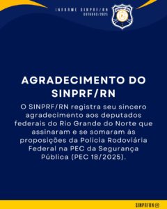 Agradecimento do SINPRF/RN