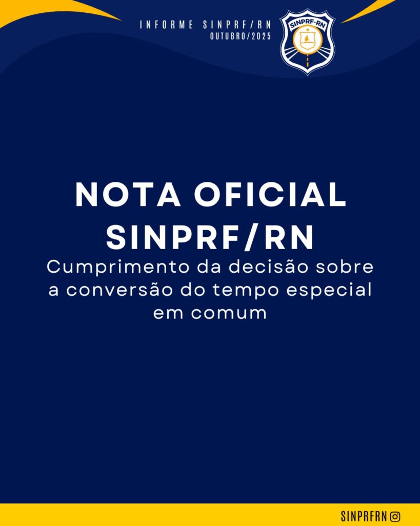 NOTA OFICIAL – SINPRF/RN